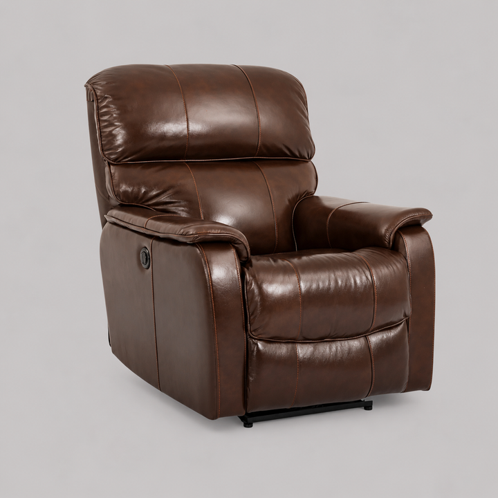 Gavriel Recliner Chair | Power Reclining Leathaire Chair with Gliding – Warm Brown