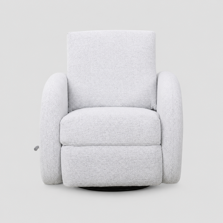 Zenvaro Recliner Chair in Soft Sahara Arctic Fabric with Adjustable Headrest, Swivel Glider Mechanism And Side-Mounted Steel Handle