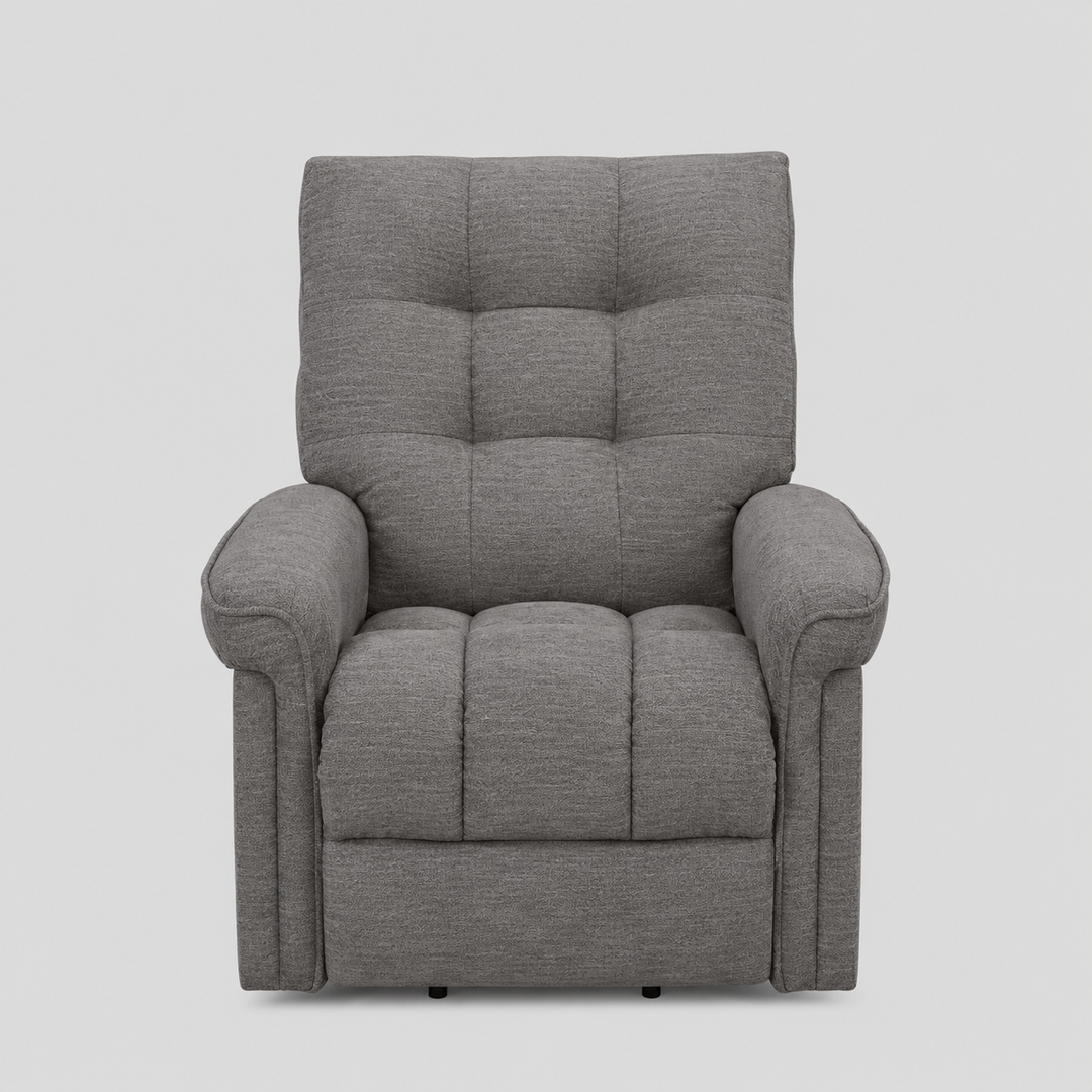 Elvexo Lift Chair in Soft Grey Fabric with Wired Remote Control &amp; High-Density Comfort Seating