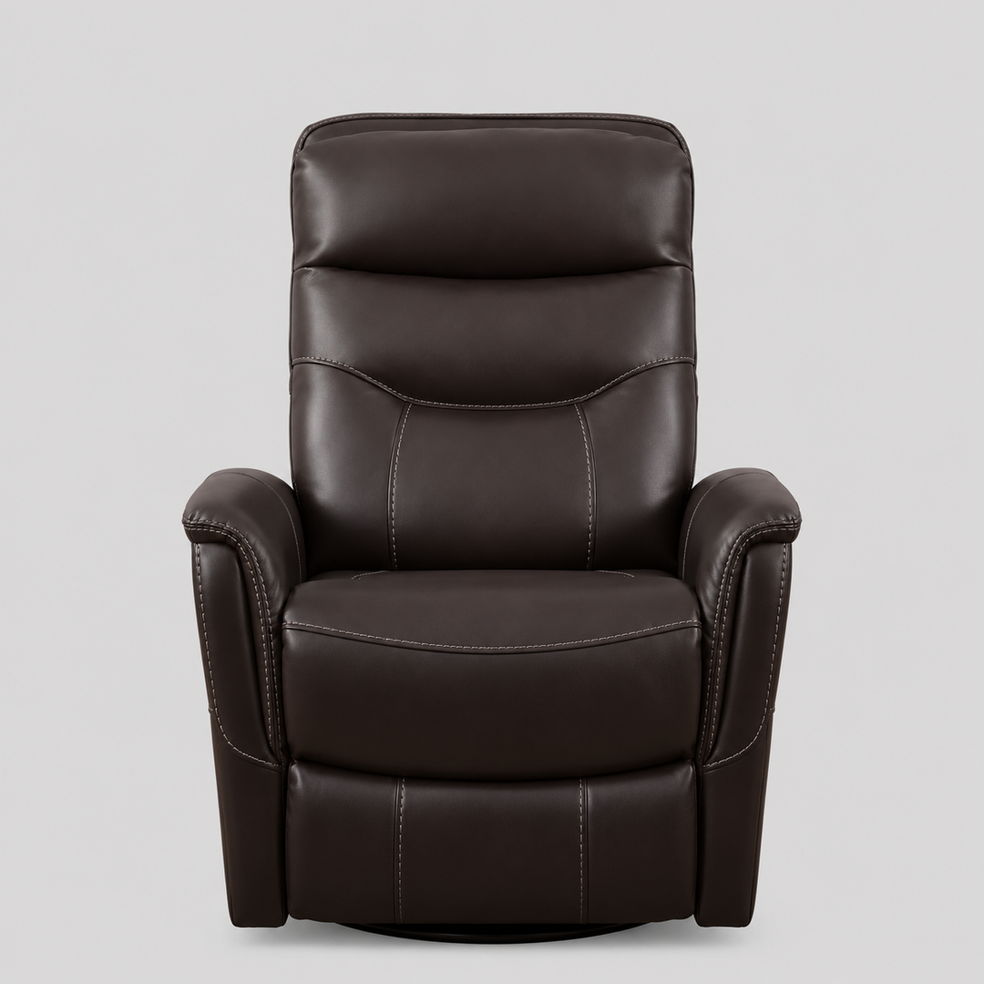Nivello Power Recliner Chair with Swivel &amp; Glider Function, Zero Wallhugger Design, Soft Grey PU &amp; High-Density Foam Comfort
