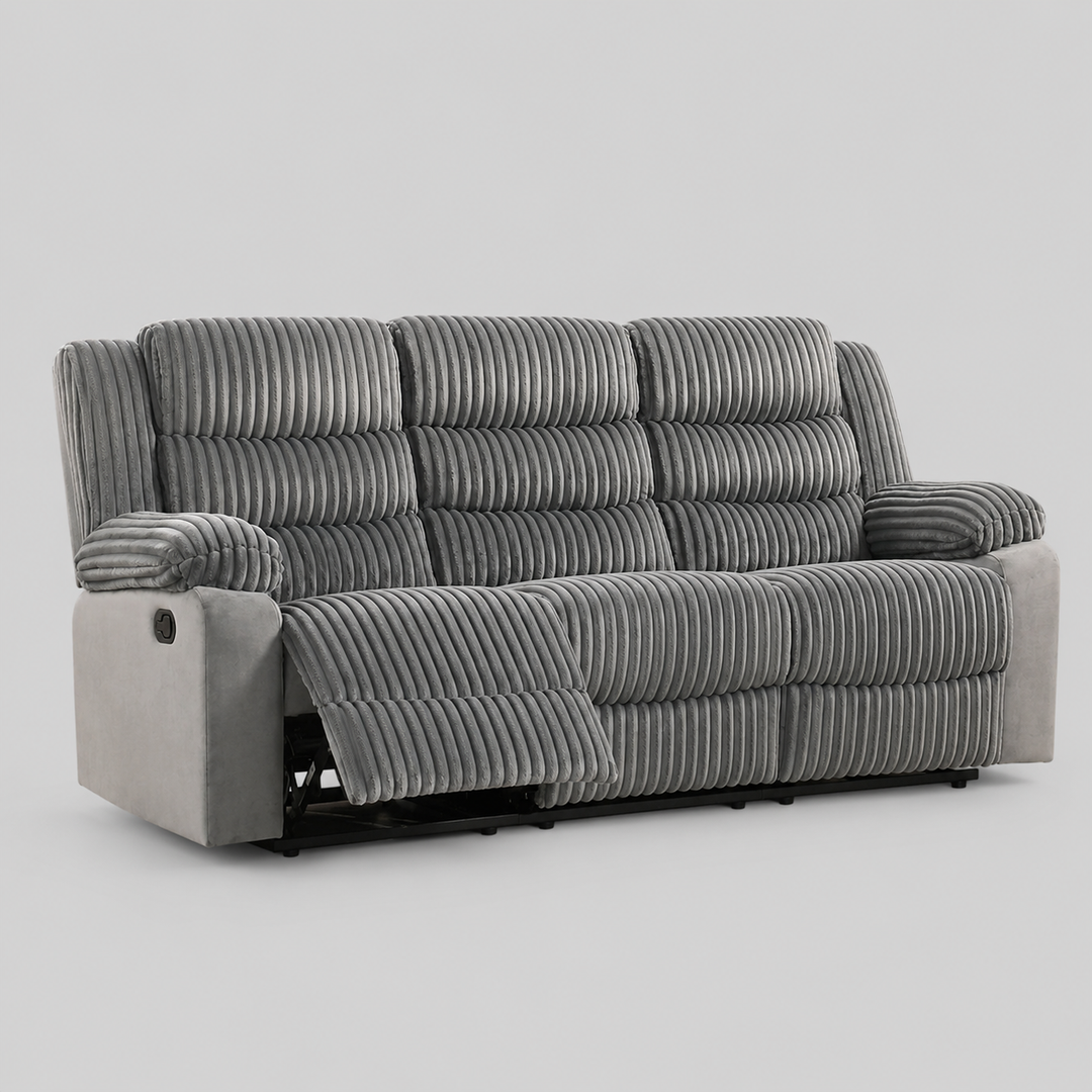 Olivex Recliner Sofa – Timeless Grey Comfort with Elegant Design