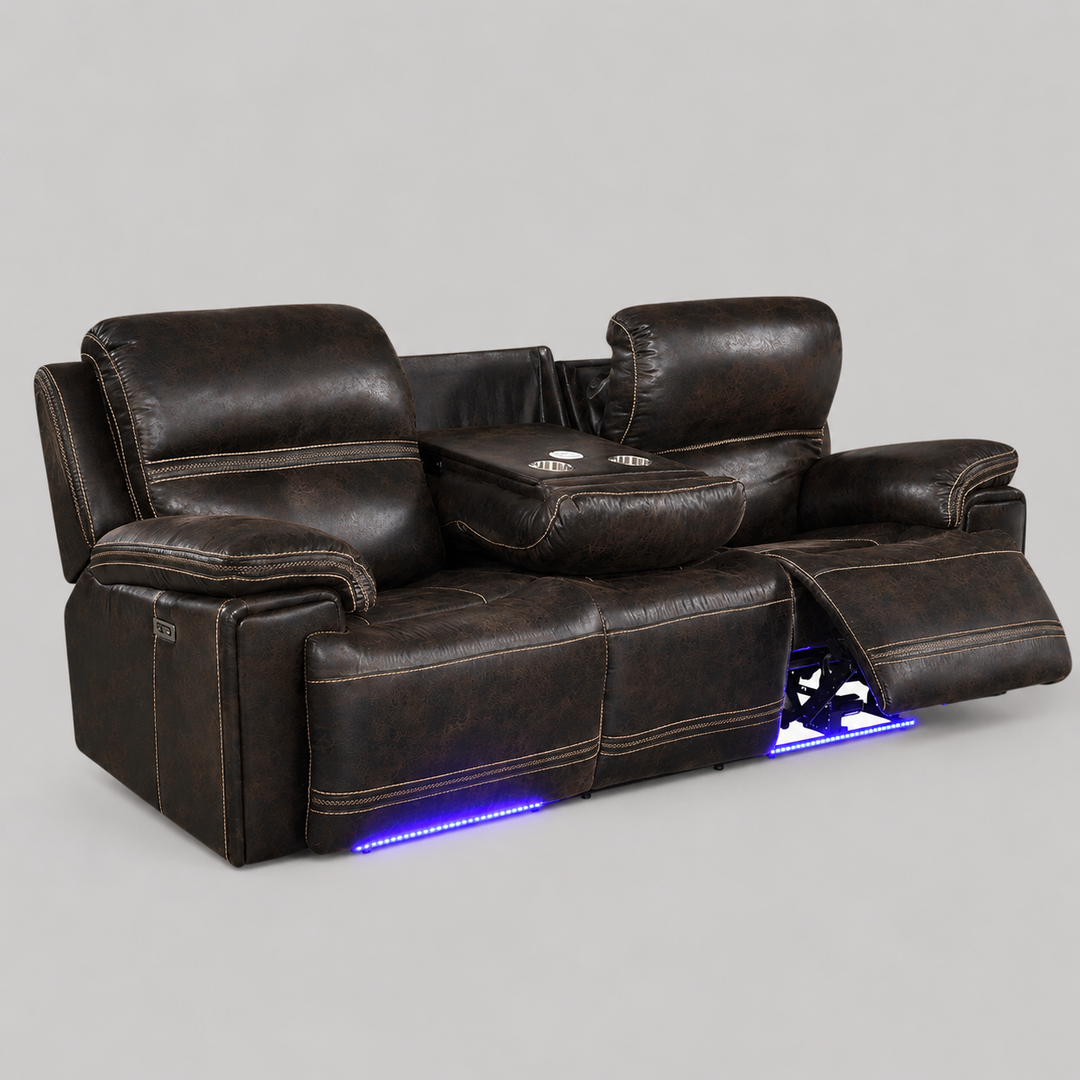 Sorex Recliner Sofa – Dark Brown Power Luxury with Smart Comfort