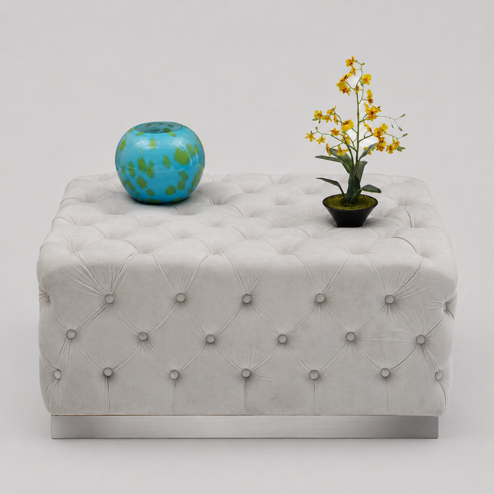 Dwell Fabric Upholstered Ottoman - Beige | Modern, Sleek, Durable & Comfortable