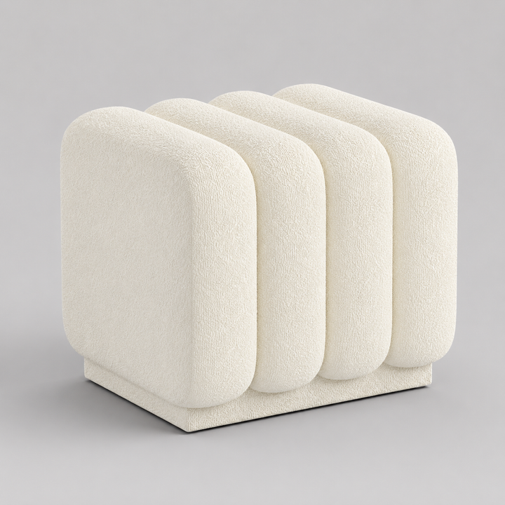Jenna Fabric Upholstered Square Accent Ottoman - Ivory | Timeless, Stylish & Durable