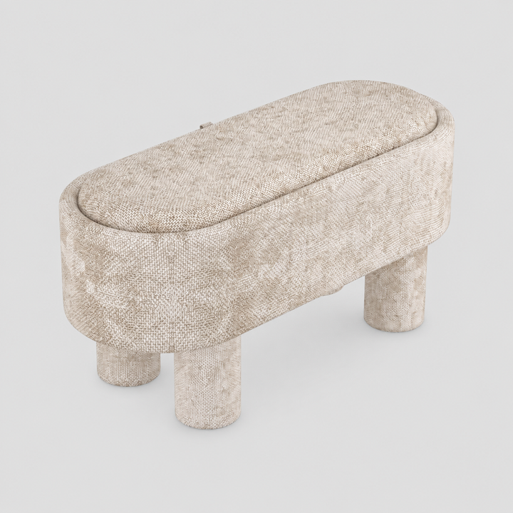 Reverie Fabric Upholstered Storage Ottoman Bench - Beige | Modern, Durable & Storage Solution