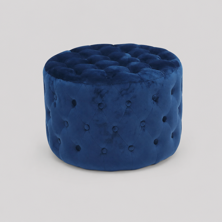 Silva Fabric Upholstered Round Ottoman - Blue | Timeless, Stylish & Built to Last
