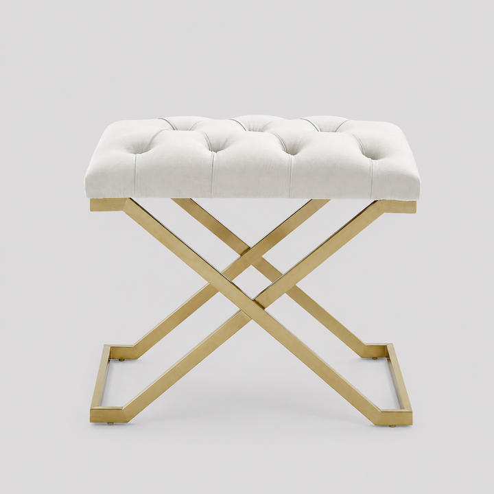 Juan Fabric Upholstered Accent Bench With Metal Base - Ivory/ Gold | Timless, Comfortable & Built to Last
