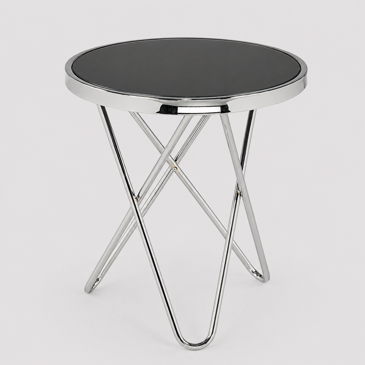 Fade Silver Accent Table with Tempered Glass Top - Black/ Silver