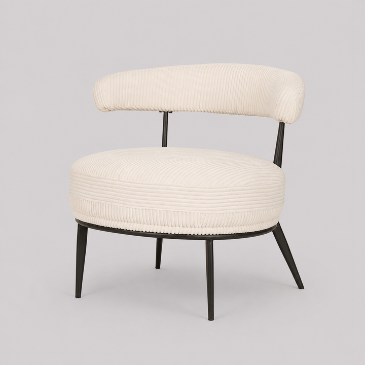Royal Zenith Ariana Accent Chair – Modern Curved Back Accent Chair with Premium Textured Fabric Upholstery, Powder-Coated Splayed Legs and Contemporary Design Living Room Chair