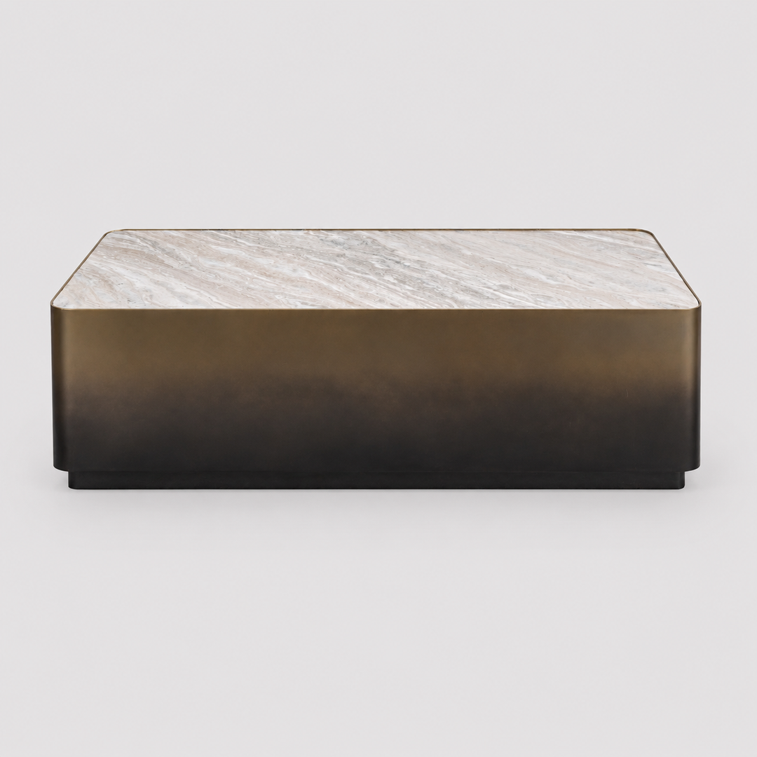 Verona Elite Luxury Marble Coffee Table with Gold Metal Frame & White Grey Veined Top for Modern Elegant Living Rooms