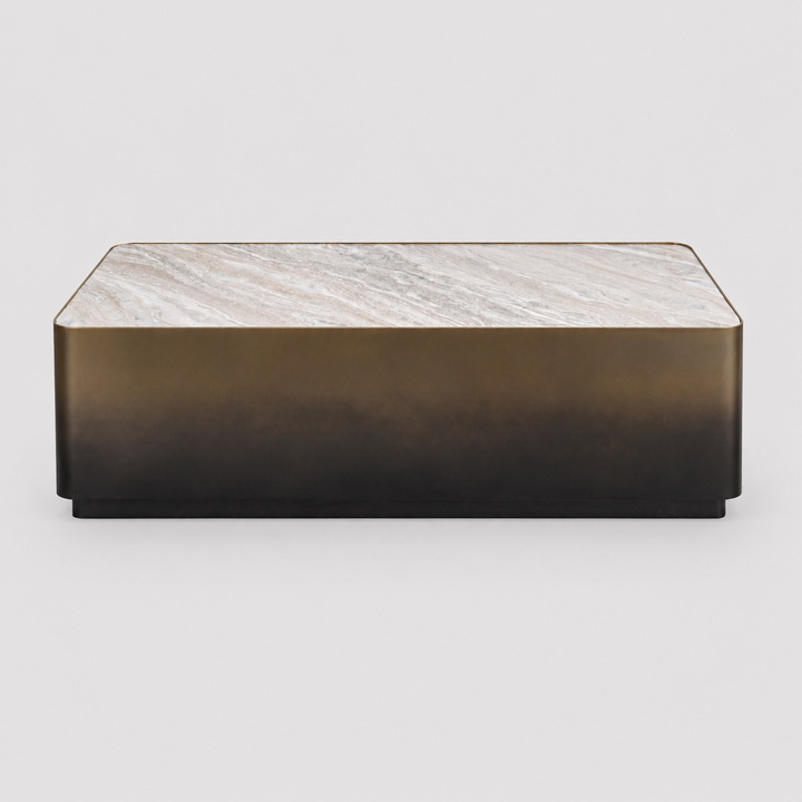 Verona Elite Luxury Marble Coffee Table with Gold Metal Frame & White Grey Veined Top for Modern Elegant Living Rooms
