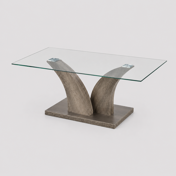 Orvionix Coffee Table – Modern Contemporary Glass Top Coffee Table with Stainless Steel Legs for Living Room and Lounge Spaces