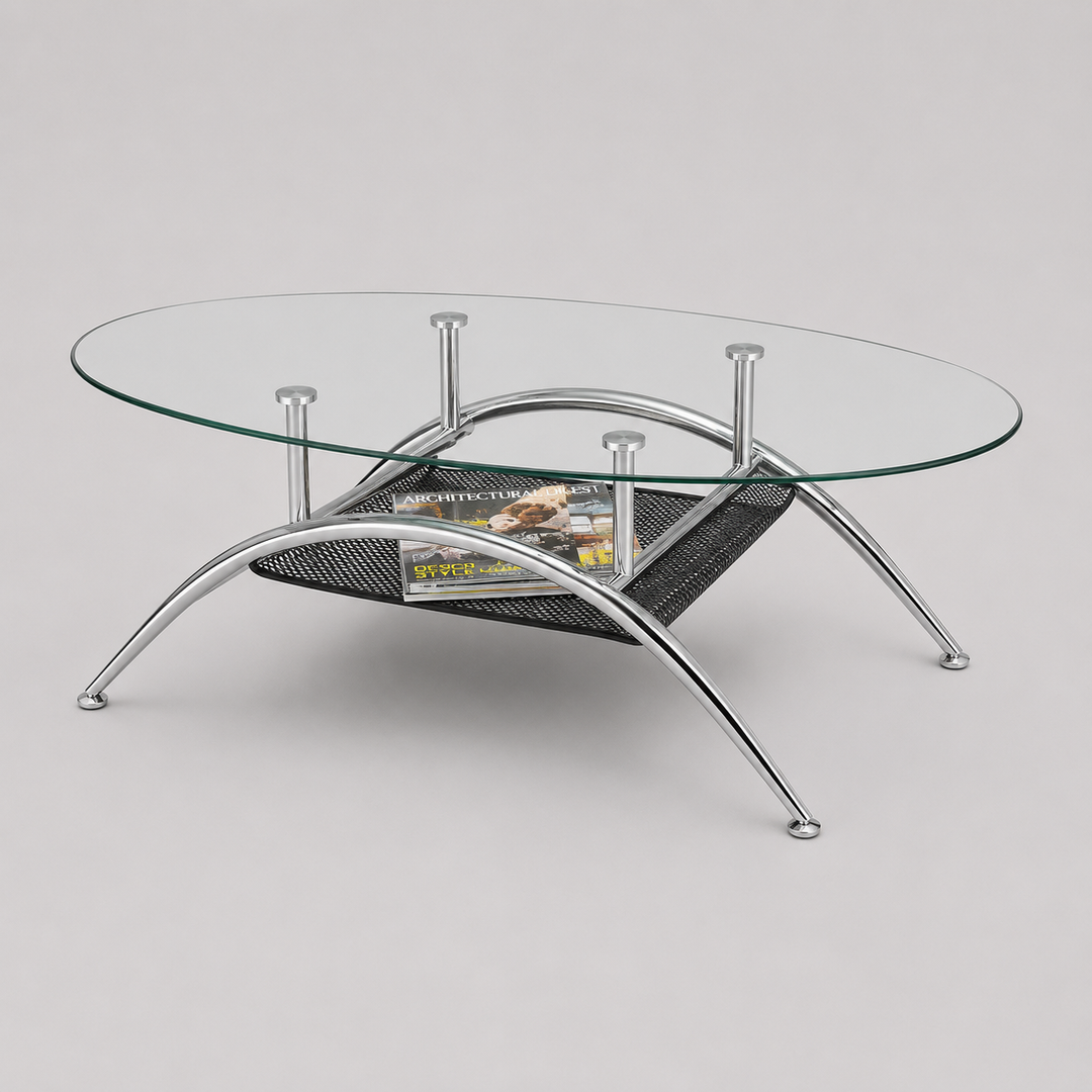 Axivor Coffee Table – Modern Chrome Finish Coffee Table for Living Room and Lounge Spaces
