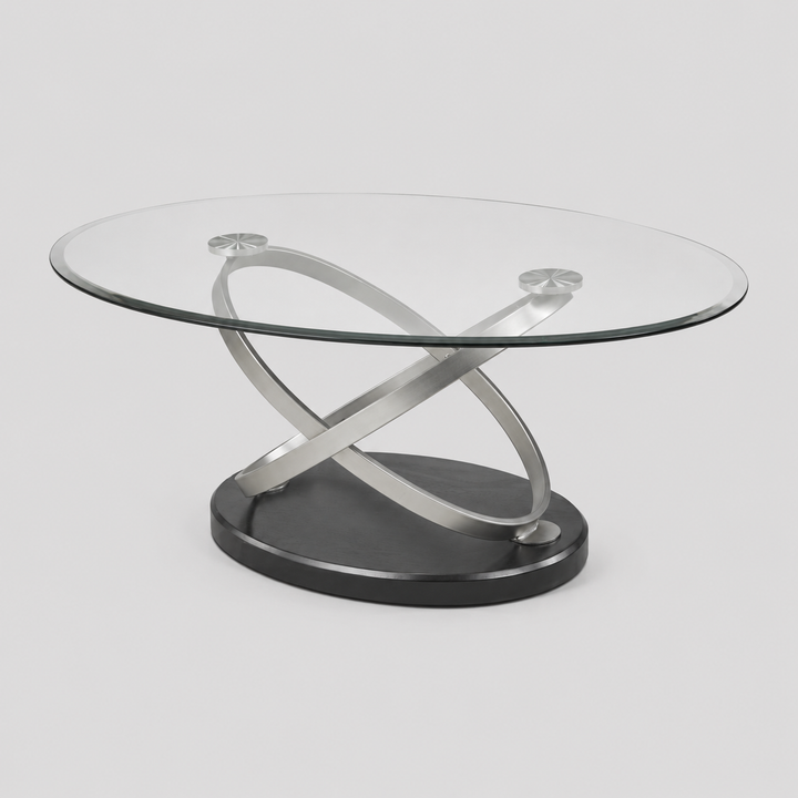 Solvane Modern 3-Piece Coffee Table Set with Glass Top and Matching End Tables in Premium Chrome & Black Finish