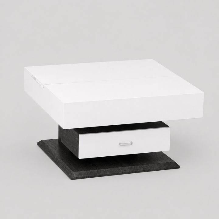 Thalassa Modern Coffee Table with 360° Rotating Lift-Top, Hidden Storage & Drawer