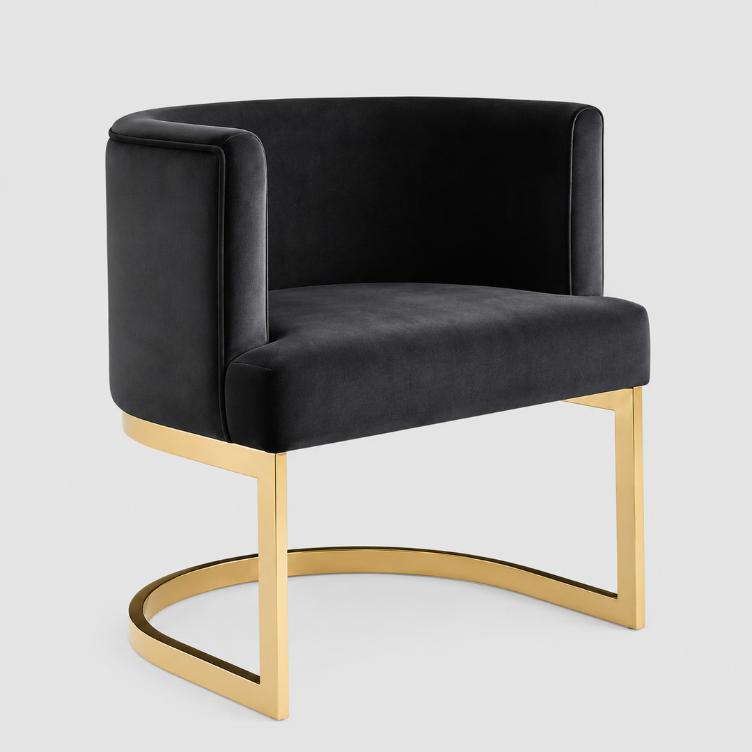 Lorenzo Metallic Accent Chair In Fabric Upholstery – Black/ Gold | Modern, Stylish & Built to Last