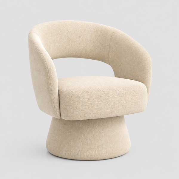 Venus Fabric Upholstered Accent Chair With Swivel Base - Beige | Timeless, Stylish, Comfortable & Durable