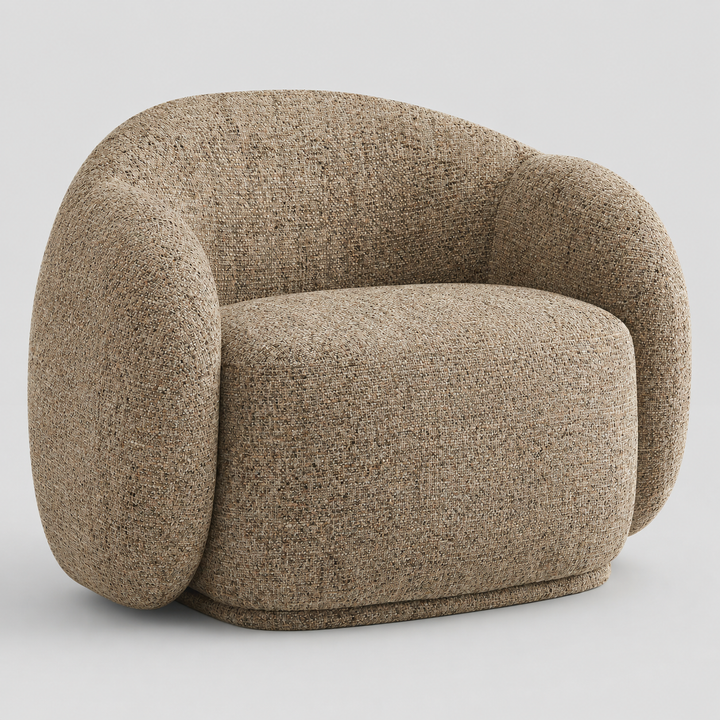 Fairmont Modern Bucket-Style Lounge Chair – Plush Cloud-Inspired Accent Chair with Gold & Charcoal Textured Fabric Upholstery and Foam Cushion Comfort