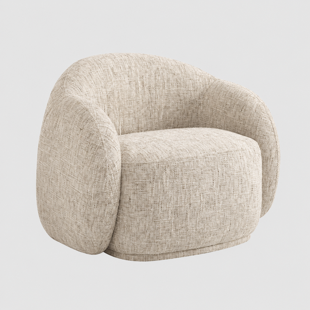 Fairmont Modern Bucket-Style Lounge Chair – Plush Cloud-Inspired Accent Chair with Textured Fabric Upholstery and Foam Cushion Comfort