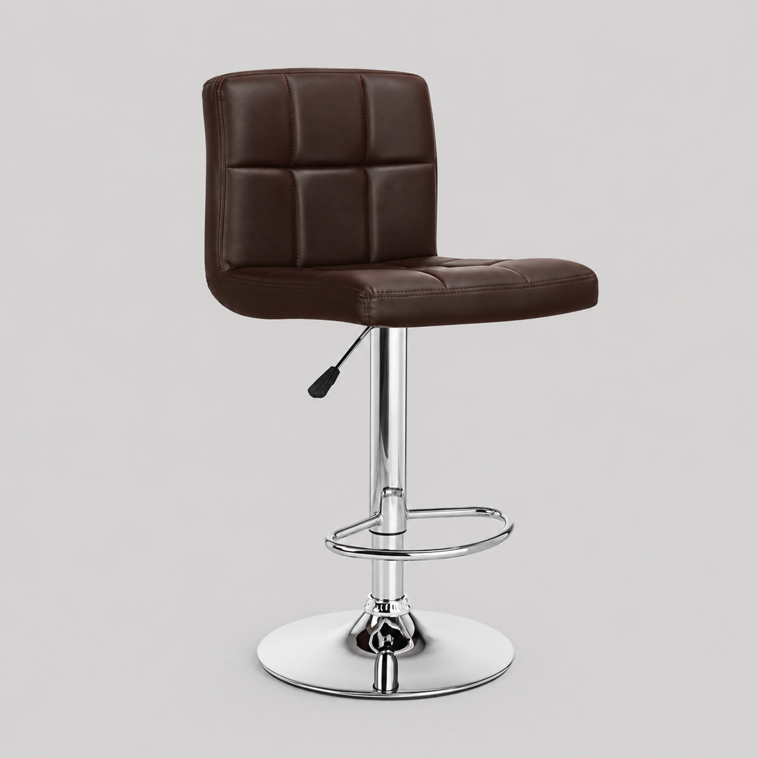 Bellarix Modern Espresso PU Swivel Bar Stool with Adjustable Height, Chrome Frame &amp; Steel Footrest for Kitchen Island &amp; Counter Use