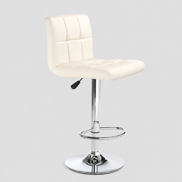 Bellarix 2-Piece Modern White PU Swivel Bar Stool Set with Adjustable Height, Chrome Frame & Steel Footrest for Kitchen Island & Counter Use