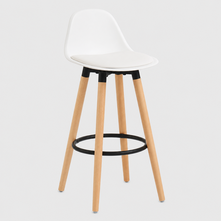 Lumetrix Counter Stool – Set of 2, 26" Curved ABS Seat Faux Leather Upholstered Stools with Beechwood Legs (Copy)