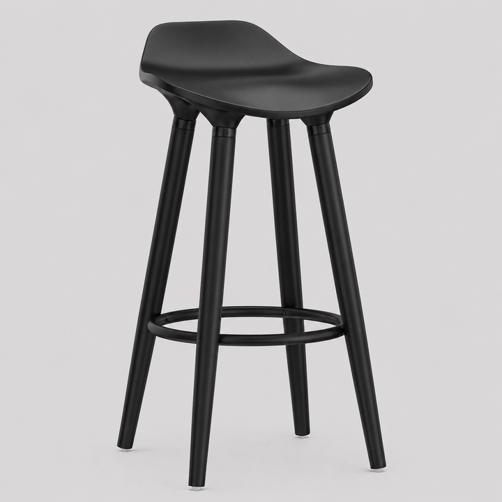 Bravesta Counter Stool – Set of 2, 26" Molded ABS Seat Stools with Black Beech Wood Legs & Matte Black Footrest