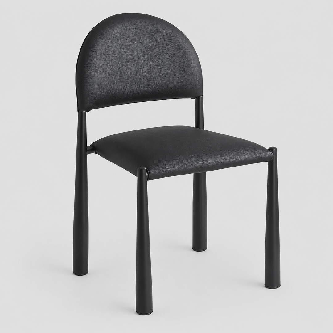 Crystaluxe 4-Piece Modern Dining Chair Set – Matte Black Textured Faux Leather Chairs with Matte Black Metal Legs and Foam Cushion Seating
