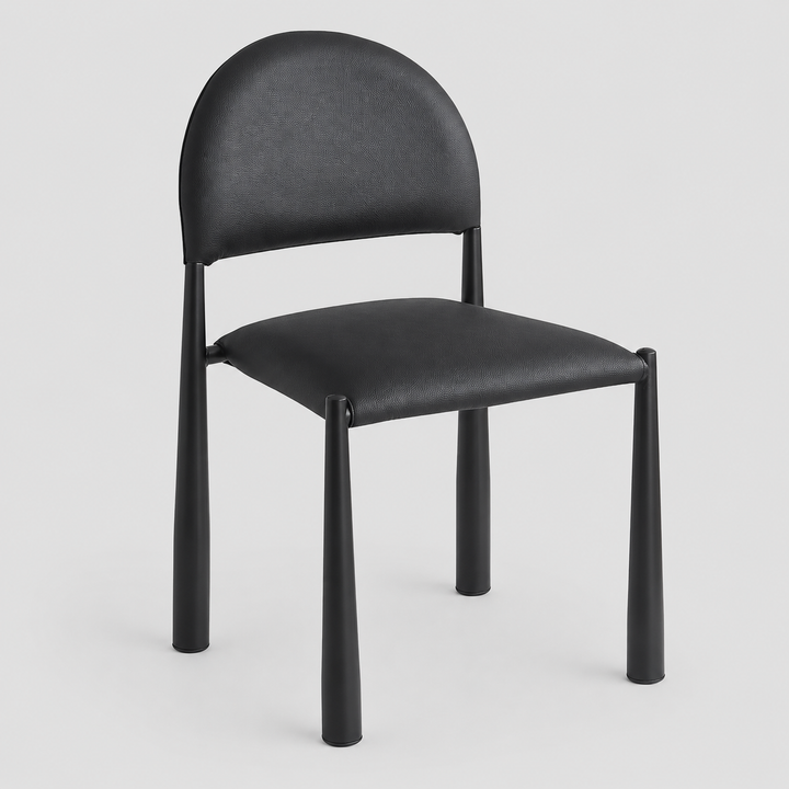 Crystaluxe 4-Piece Modern Dining Chair Set – Matte Black Textured Faux Leather Chairs with Matte Black Metal Legs and Foam Cushion Seating