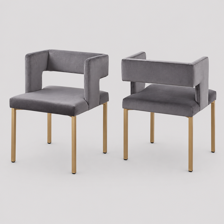 Prism Velvet Dining Chair Set of 2 with Gold-Finished Legs