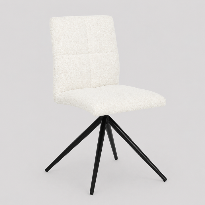 Chromelle Contemporary Textured Fabric Dining Chair Set of 2 with Matte Black Legs