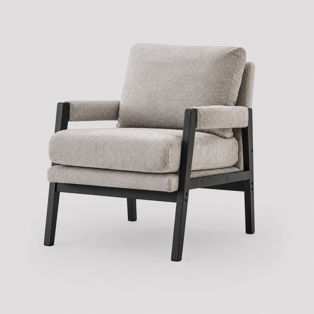 Lumina Modern Chenille Arm Chair with Midnight Black Wood Frame