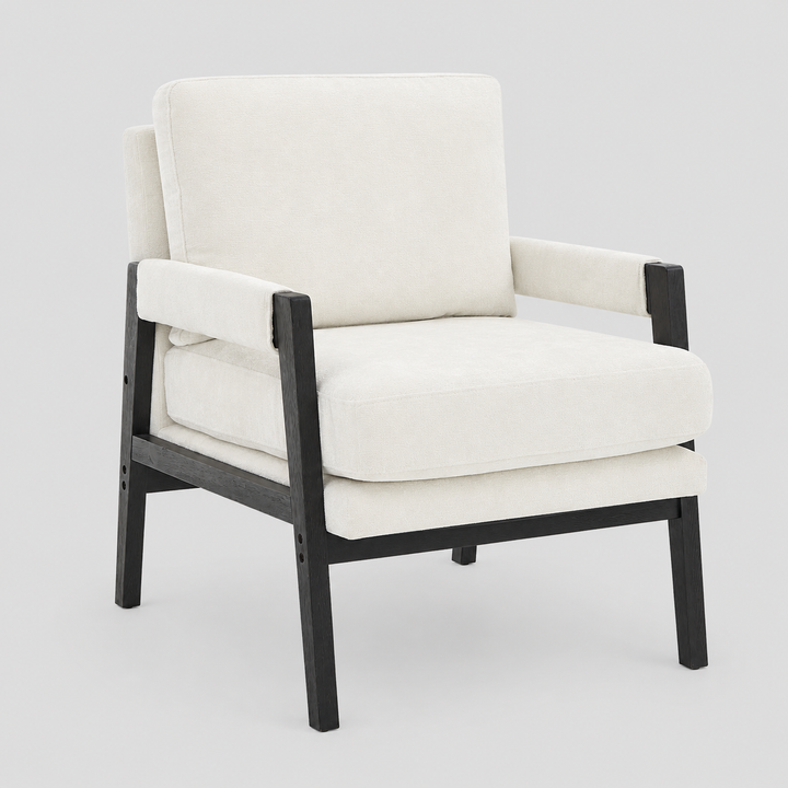 Lumina Modern Chenille Arm Chair with Midnight Black Wood Frame