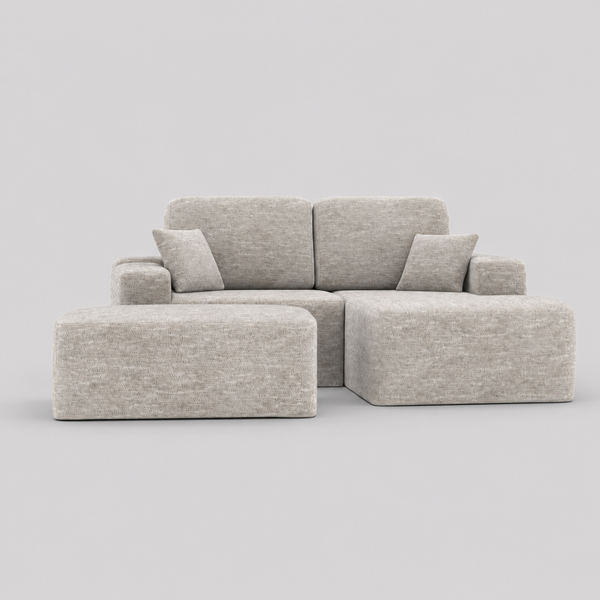 Simone Modern Compression Sectional Sofa with Ottoman, Pocket Coil Support & Premium Fabric Upholstery