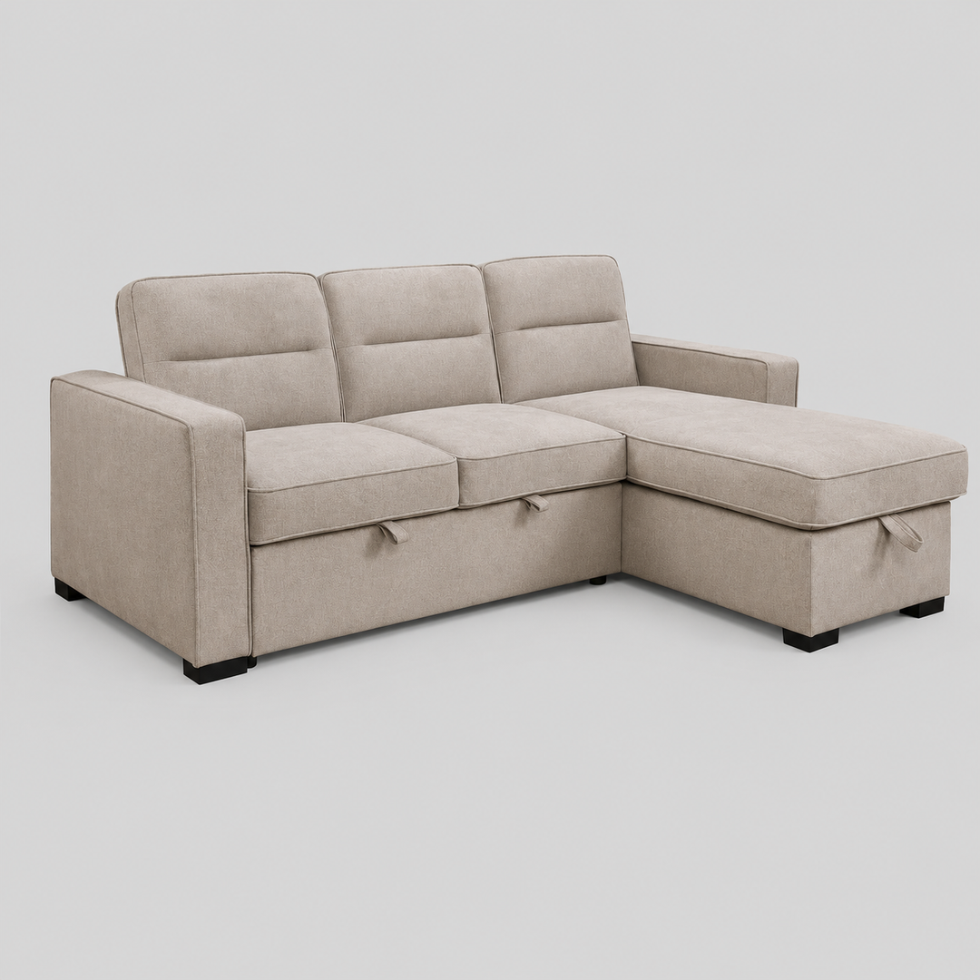 Lorvique Modern Reversible Sectional Sleeper Sofa with Storage Chaise & Pull-Out Bed