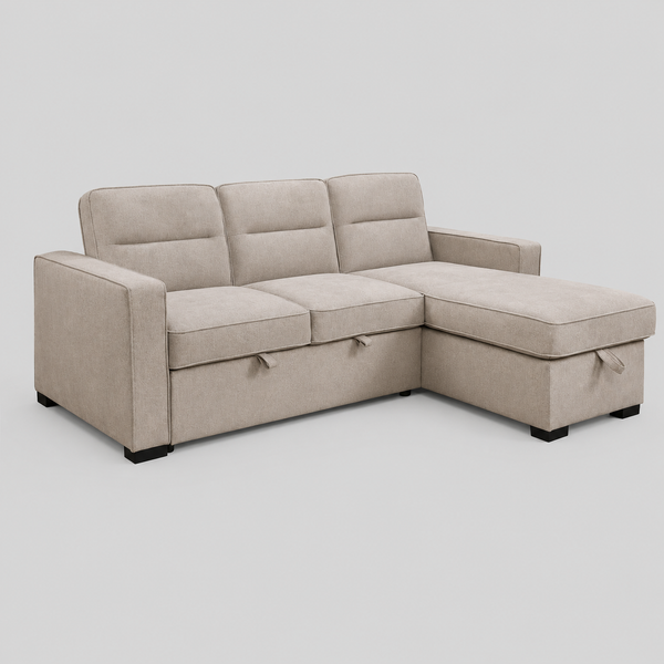 Lorvique Modern Reversible Sectional Sleeper Sofa with Storage Chaise & Pull-Out Bed