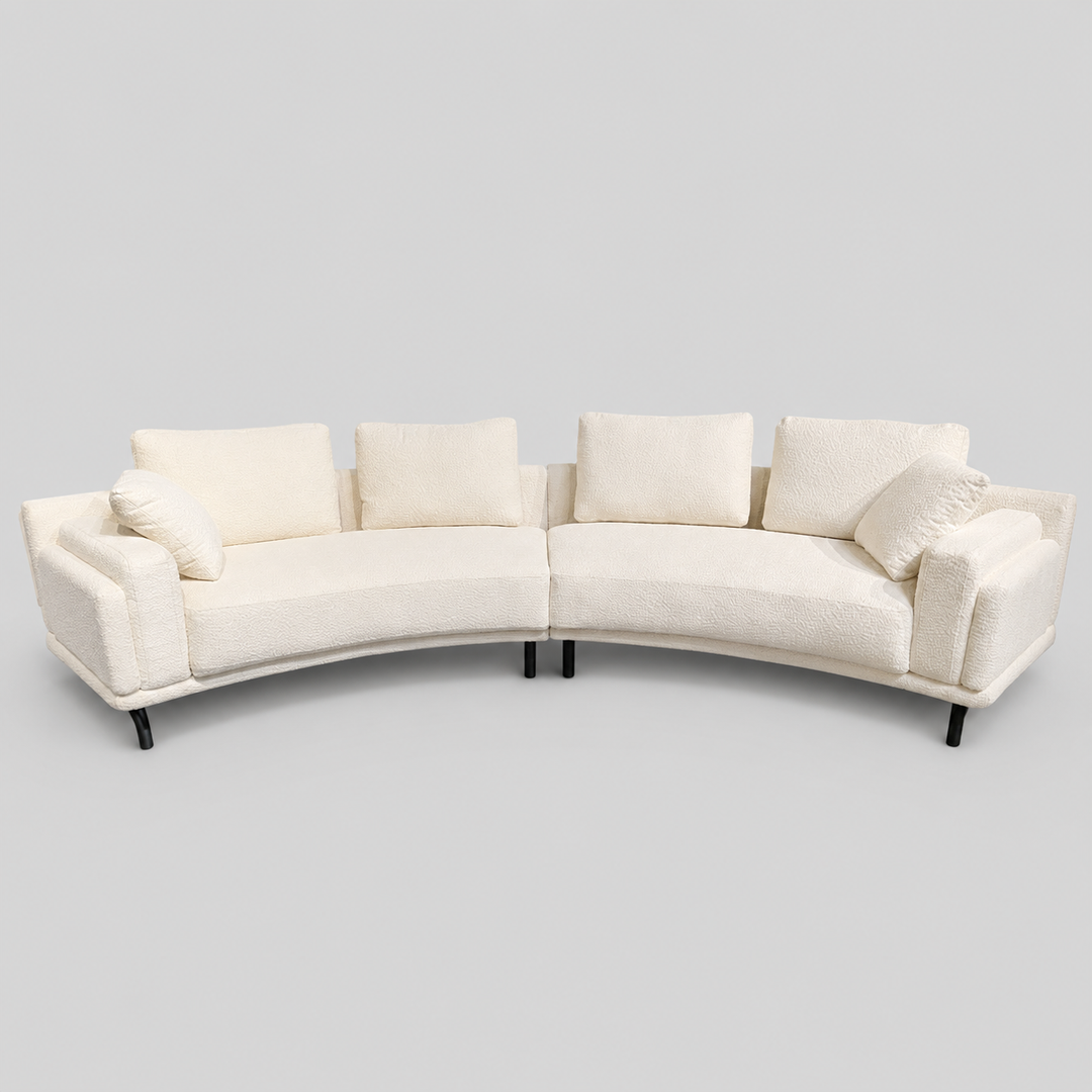 Norevra Modern Curved Upholstered Sofa with High-Resilience Foam Cushions &amp; Metal Legs