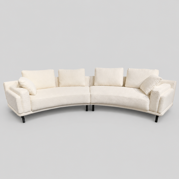 Norevra Modern Curved Upholstered Sofa with High-Resilience Foam Cushions &amp; Metal Legs