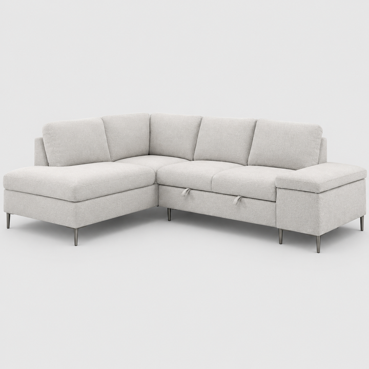 Velquora LHF Sofa Bed Sectional with Lift-Up Storage, Chaise And Soft Grey Boucle Fabric