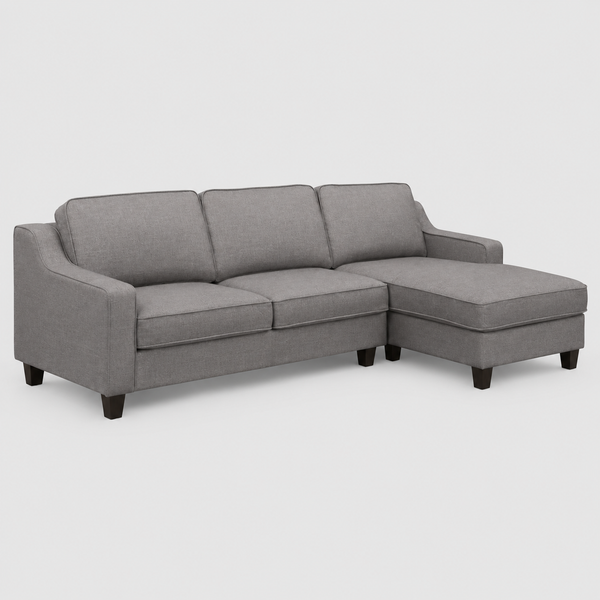 Tempo Fabric Upholstered Sectional Sofa With RHF Chaise - Grey | Modern Appeal with Enduring Comfort