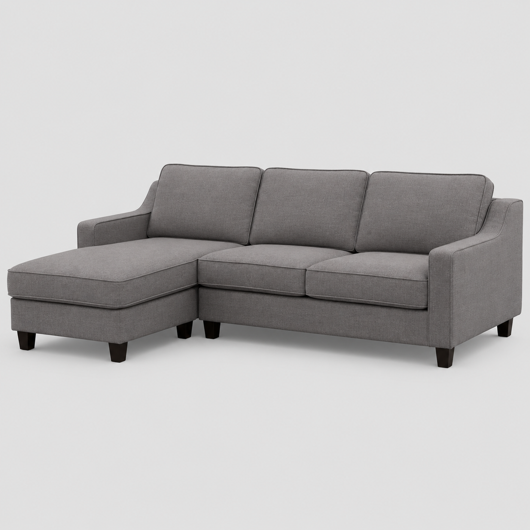 Tempo Fabric Upholstered Sectional Sofa With LHF Chaise - Grey | Modern Design with Lasting Comfort