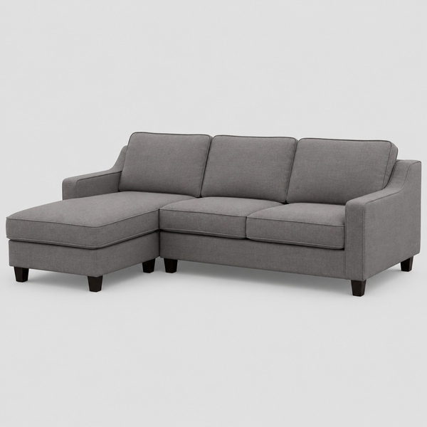 Tempo Fabric Upholstered Sectional Sofa With LHF Chaise - Grey | Modern Design with Lasting Comfort