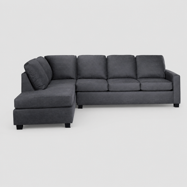 Linex 2-Piece Fabric Upholstered Sectional Sofa with Reversible Chaise - Grey | Available In LHF/ RHF Configuration