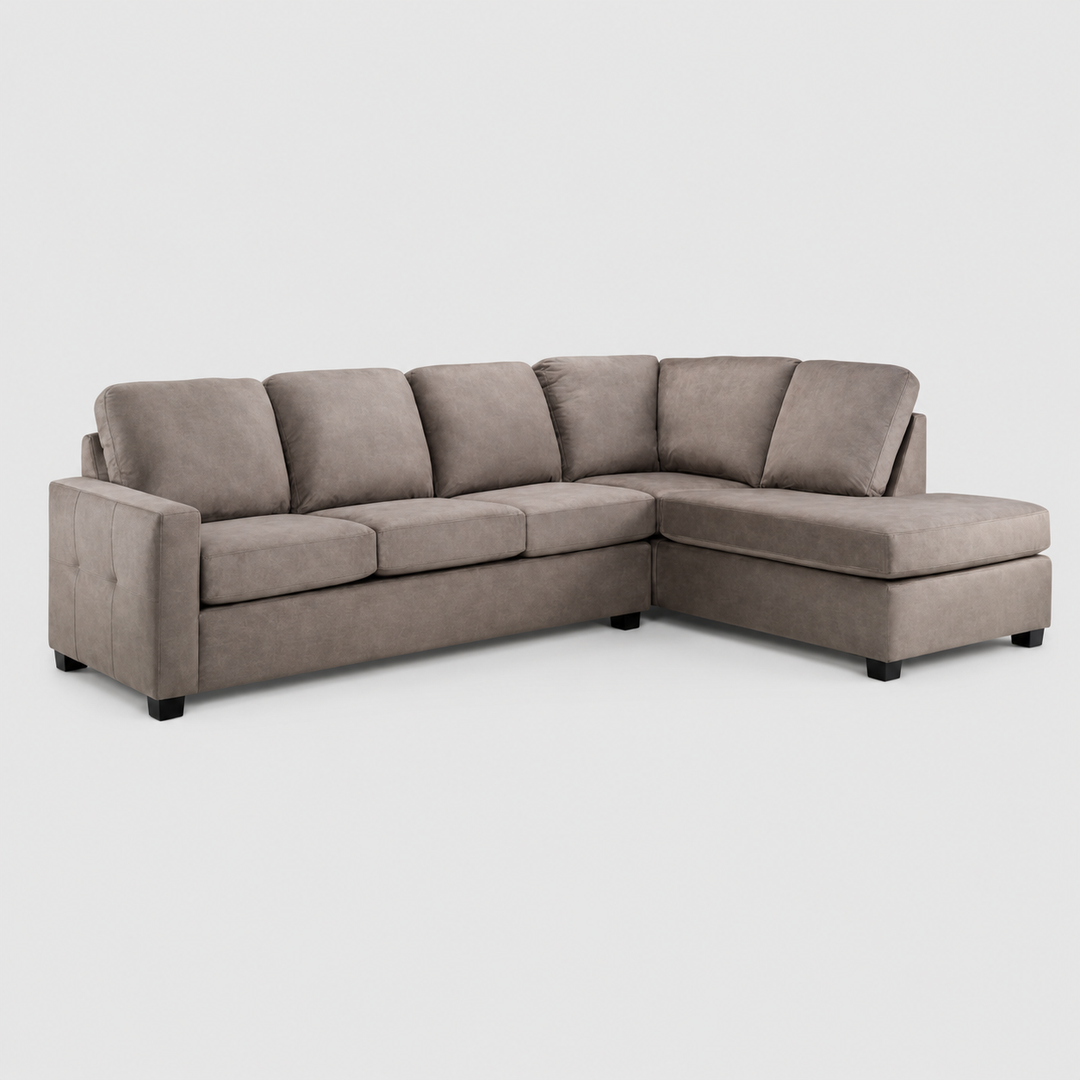 Linex 2-Piece Fabric Upholstered Sectional Sofa with Reversible Chaise - Beige | Available In LHF/ RHF Configuration