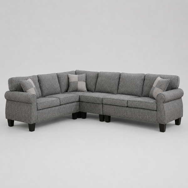 Throne Fabric Upholstered Sectional Sofa - Grey | Modern, Sleek, Comfortable & Durable