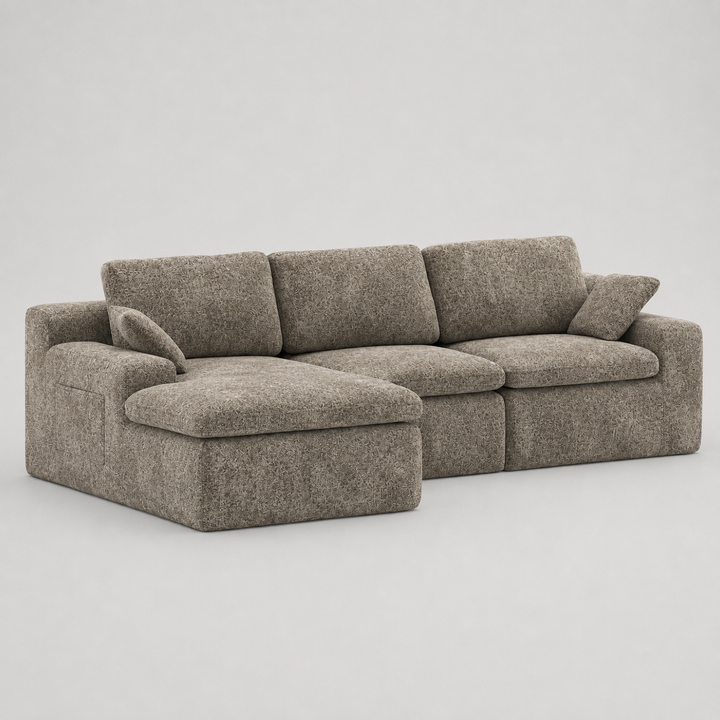Birch Fabric Upholstered Sectional Sofa - Brown | Simplistic, Stylish, Comfortable, Reversible & Built to Last