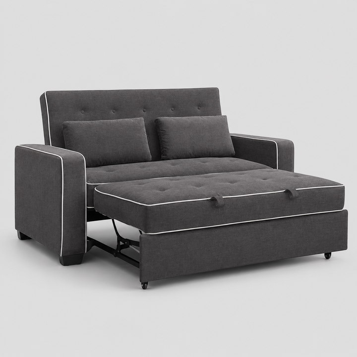 Alpine Sleeper Sofa in Fabric Upholstery With Built-In USB Ports - Grey | Classic, Streamlined & Comfortable
