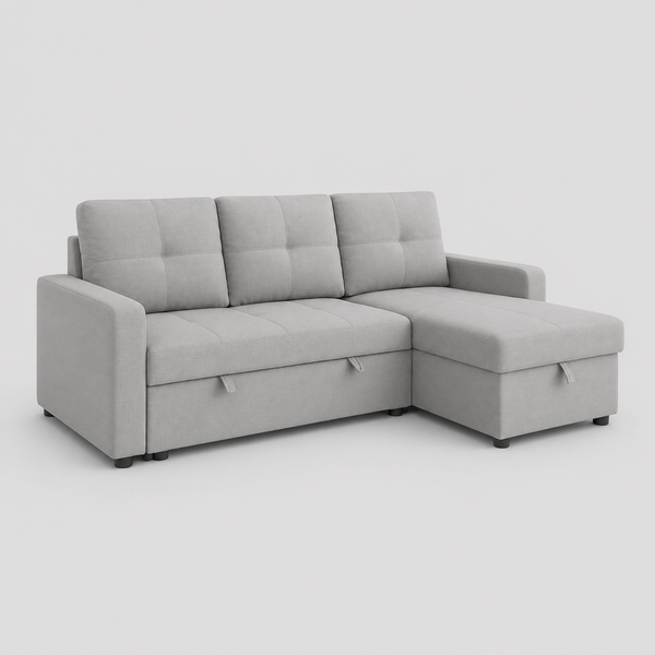 Canyon Fabric Upholstered Sectional Sofa Bed - Grey | Timeless, Durable, Reversible, Comfortable & Built to Last