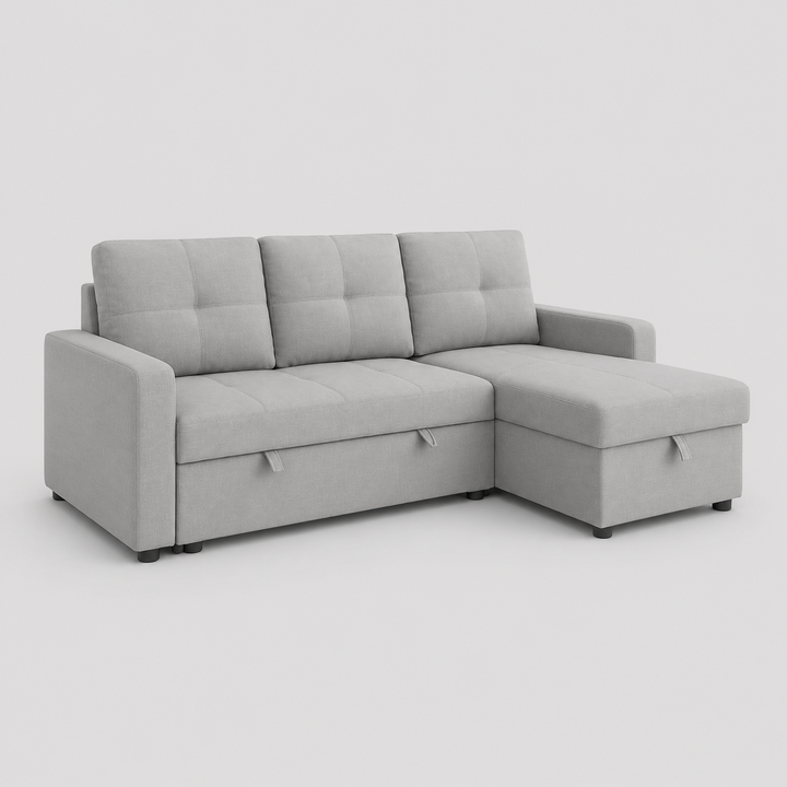 Canyon Fabric Upholstered Sectional Sofa Bed - Grey | Timeless, Durable, Reversible, Comfortable & Built to Last