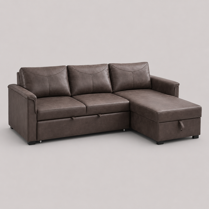 Velnexo Sofa Bed Sectional – Right Hand Facing Chaise Convertible Sleeper with Lift Up Storage, Cup Holders, Charging Station